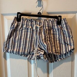 Roxy Blue and White Striped Athletic Shorts